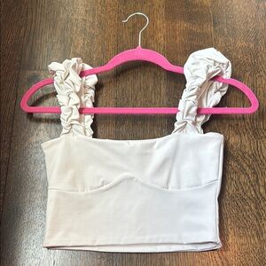 White Ruffle Strap Women's Top